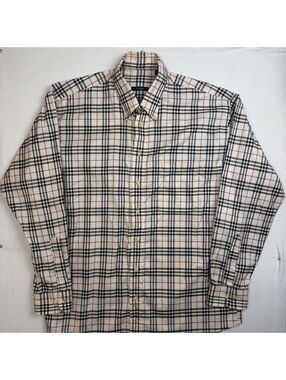 Vintage Burberry Plaid Dress Shirt Men's XL